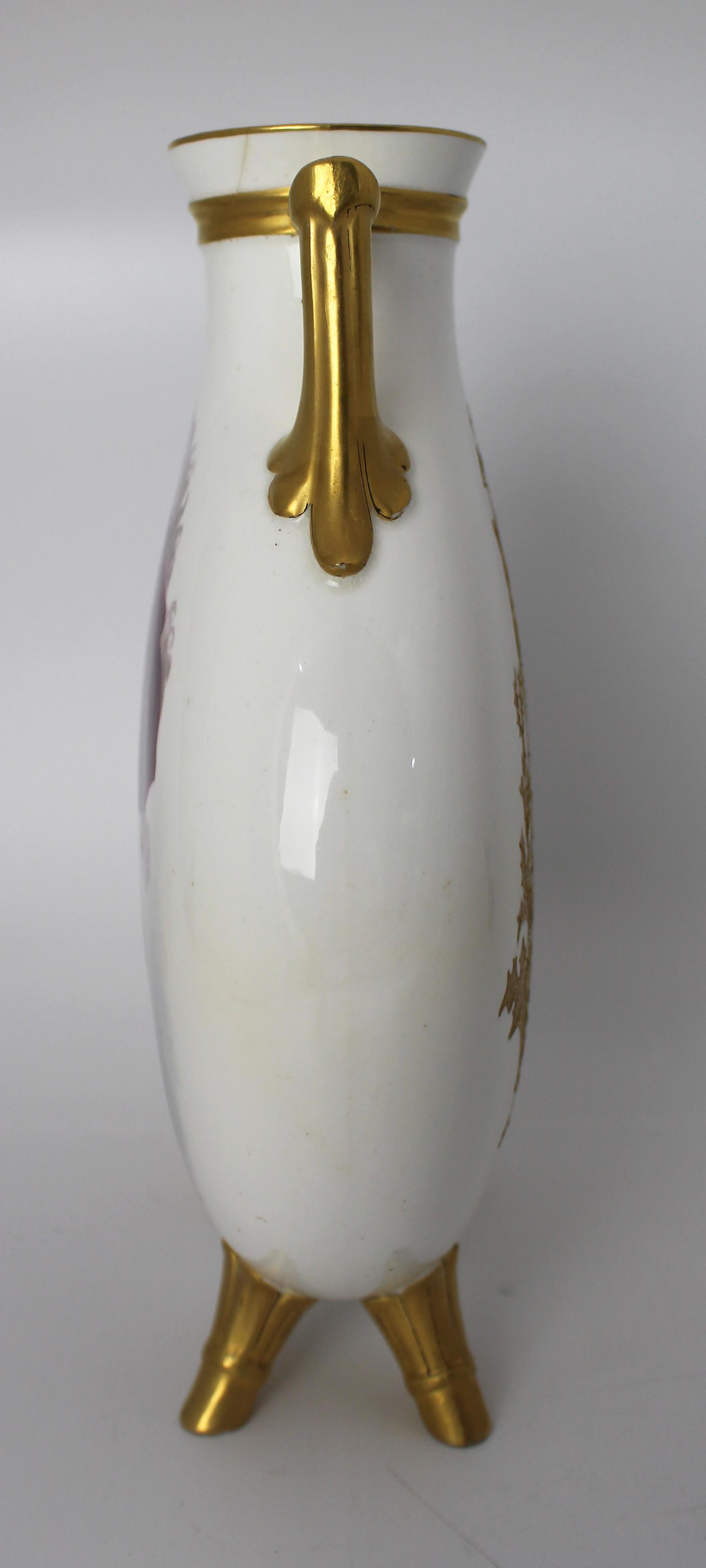Fine European Hand-Painted & Gilded Moon Flask Vase c.1890 For Sale 9