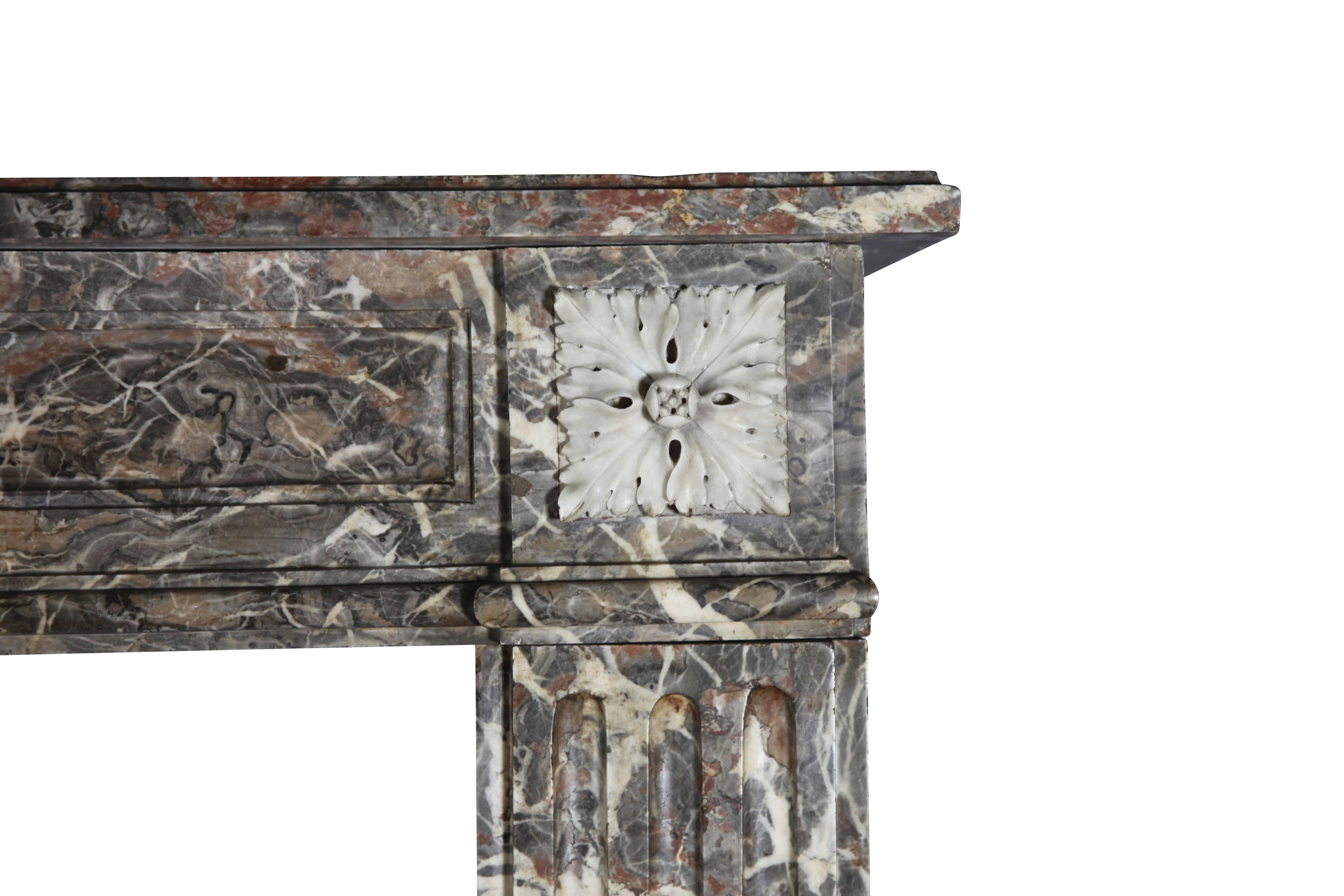 Belgian Fine European Original Antique Classic Marble Fireplace Surround For Sale