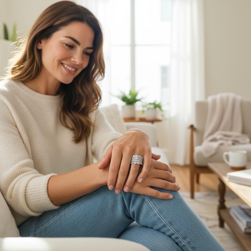 Sehr feine weiße Diamanten im Brillantschliff. 22 Diamanten mit einem Gewicht von ca. 1,10 ct. sind auf ungewöhnliche Weise in einem Gittermotiv zwischen mikrogefassten Diamanten gefasst. Alle Diamanten sind gut geschliffen, mit einer Farbe von etwa