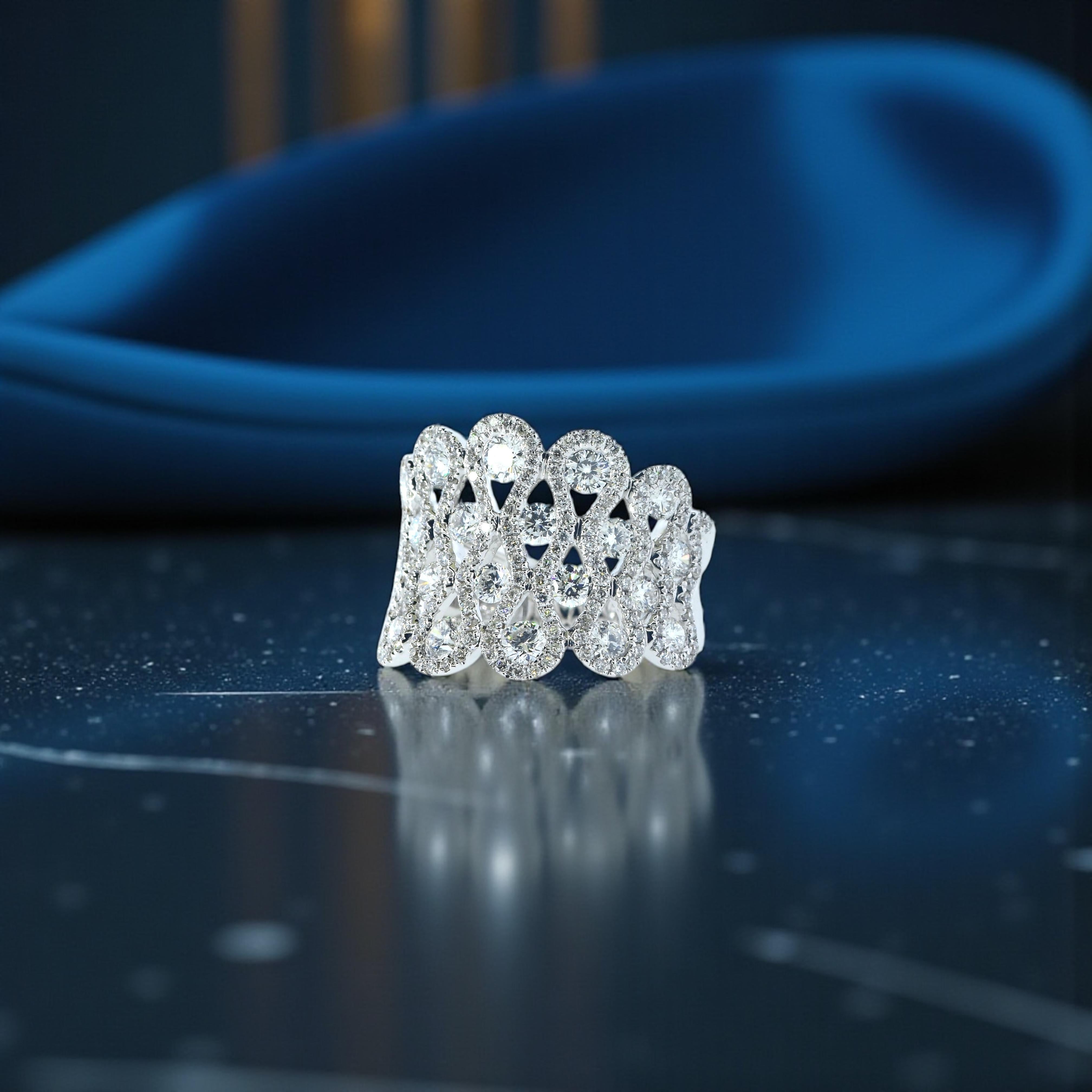 Exakt 1,62 ct Gesamtgewicht Weißer Diamant mit Brillantschliff Zeitgenössischer Ring im Zustand „Hervorragend“ im Angebot in Aspen, CO