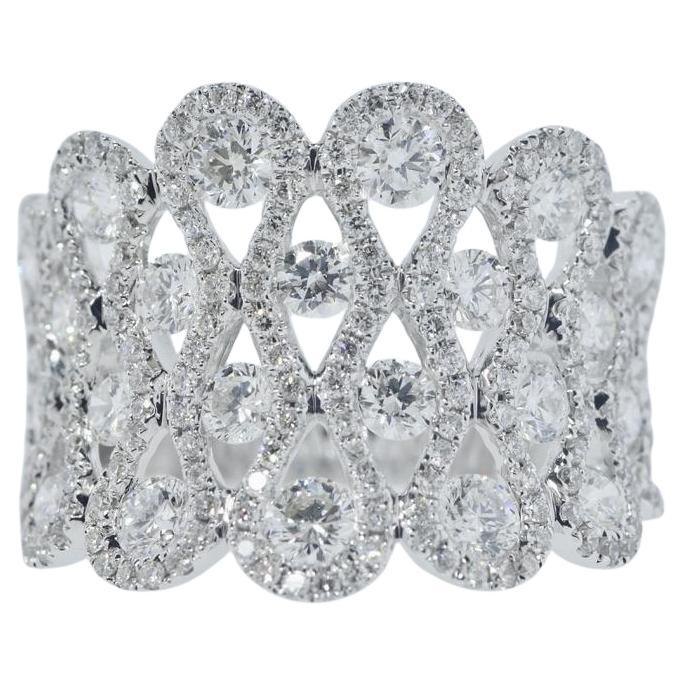 Fine Exactly 1,62 ct Peso totale Diamante bianco taglio Brilliante Anello contemporaneo