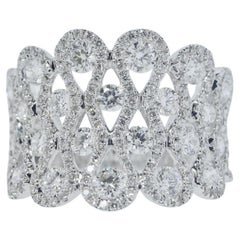 Fine Exactly 1,62 ct Peso totale Diamante bianco taglio Brilliante Anello contemporaneo