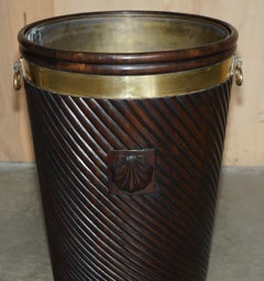 FINE EXTRA LARGE 66CM TALL GEORGE III IRISH HARDWOOD & BRASS PEAT BUCKET LOG BiN