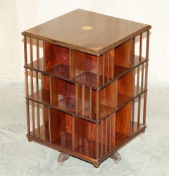 Fine Extra Large Antique Sheraton Hardwood & Satinwood Revolving Bookcase Table