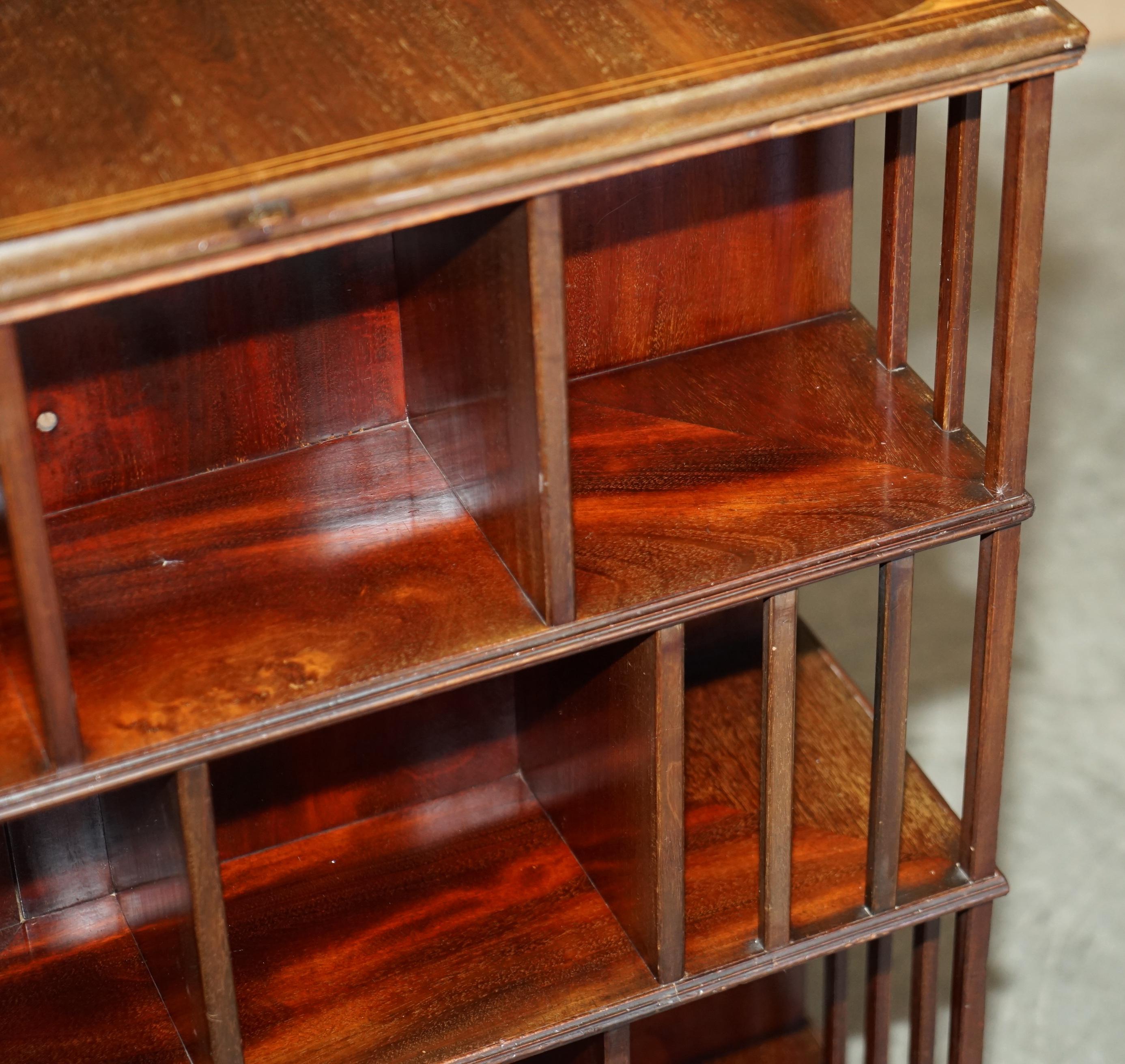 19th Century Fine Extra Large Antique Sheraton Hardwood & Satinwood Revolving Bookcase Table For Sale