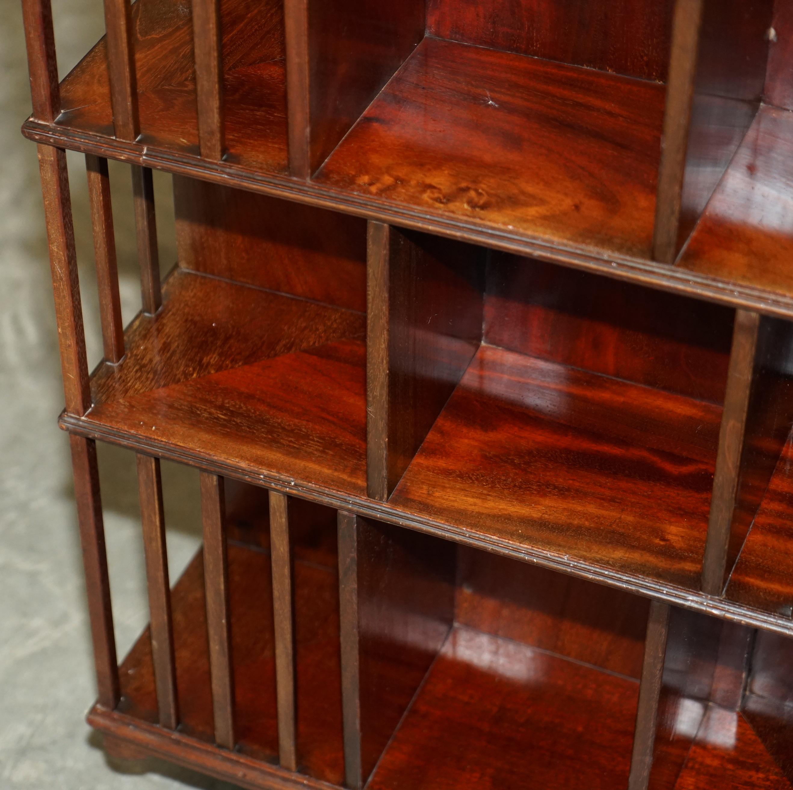 Fine Extra Large Antique Sheraton Hardwood & Satinwood Revolving Bookcase Table For Sale 1