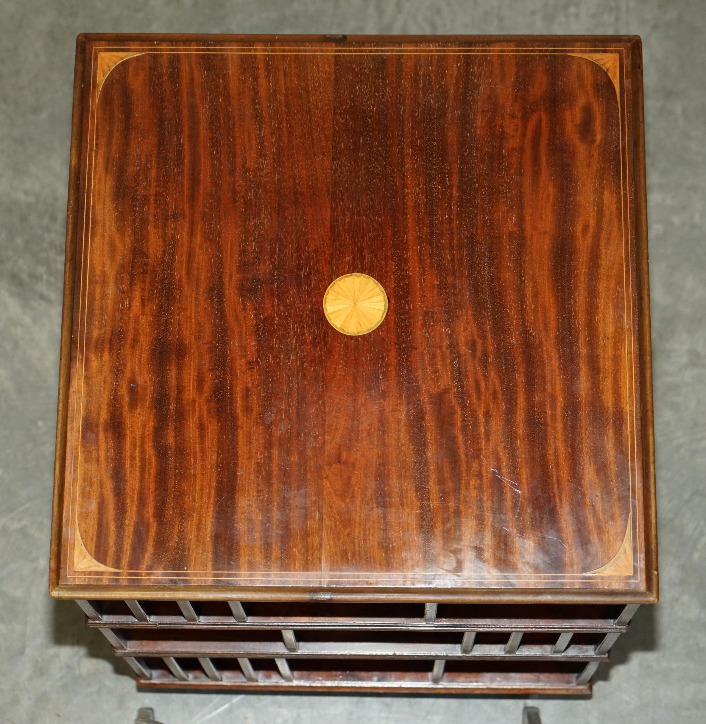 Fine Extra Large Antique Sheraton Hardwood & Satinwood Revolving Bookcase Table For Sale 2