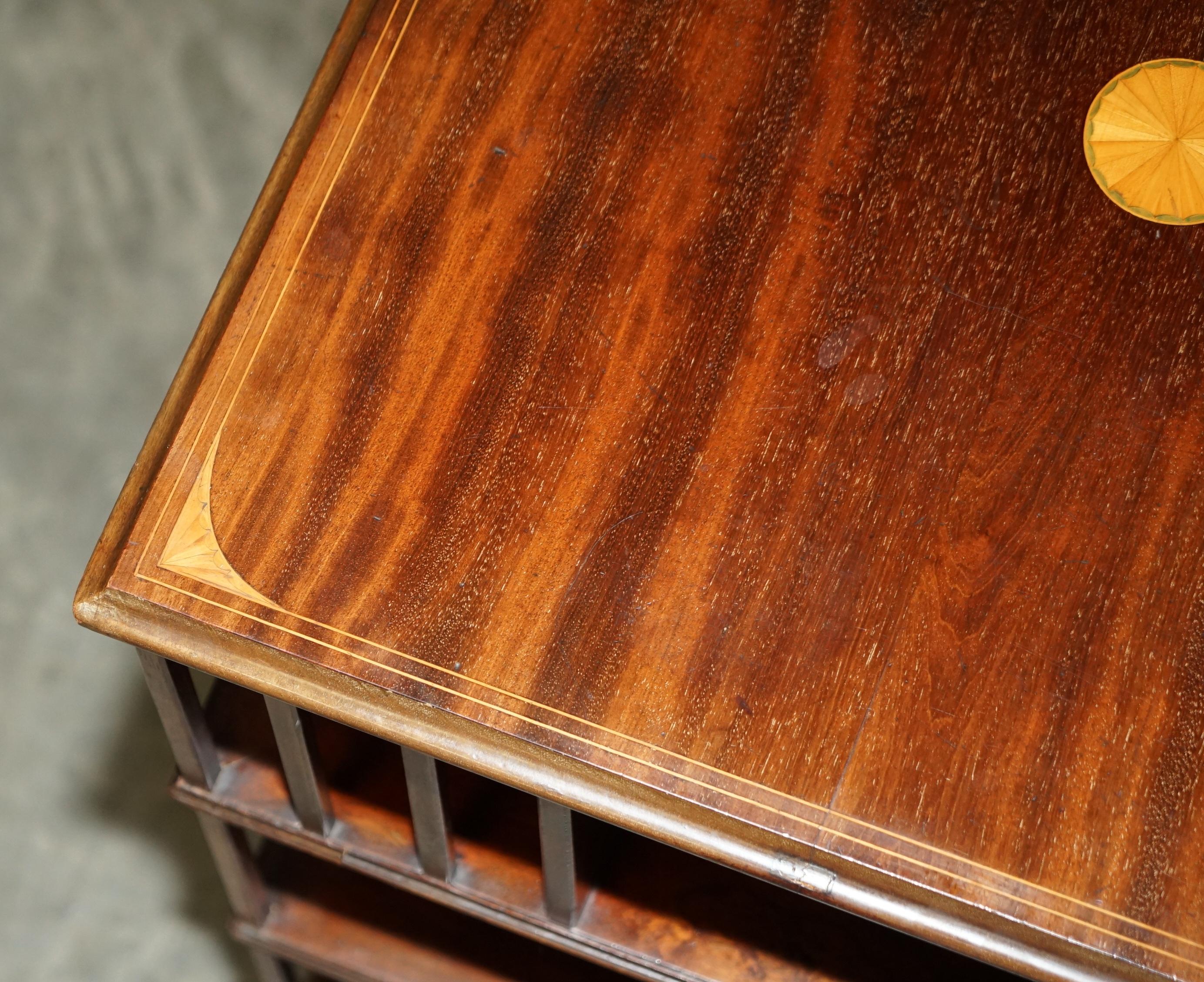 Fine Extra Large Antique Sheraton Hardwood & Satinwood Revolving Bookcase Table For Sale 3