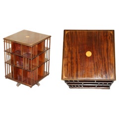 Fine Extra Large Antique Sheraton Hardwood & Satinwood Revolving Bookcase Table