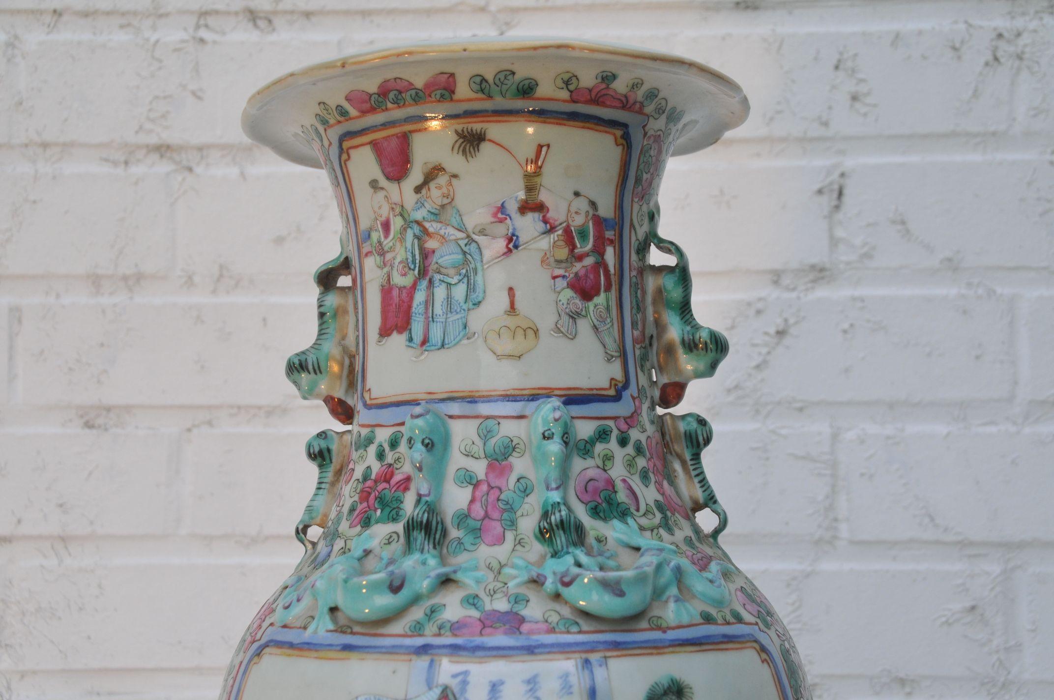 Late 19th Century Fine Famille Rose Court Scene Vase For Sale