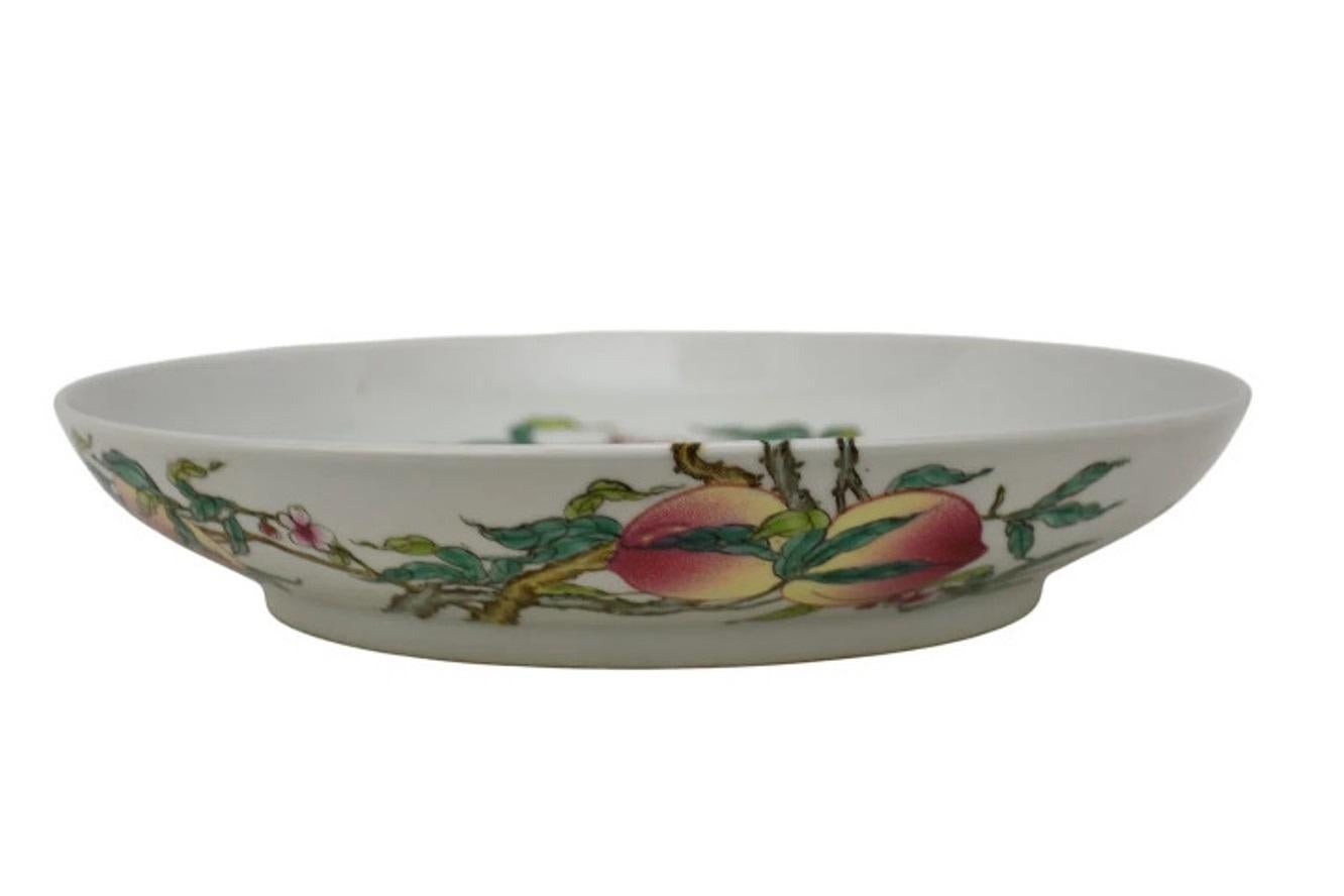 Porcelain Fine Famille Rose Peach Dish For Sale