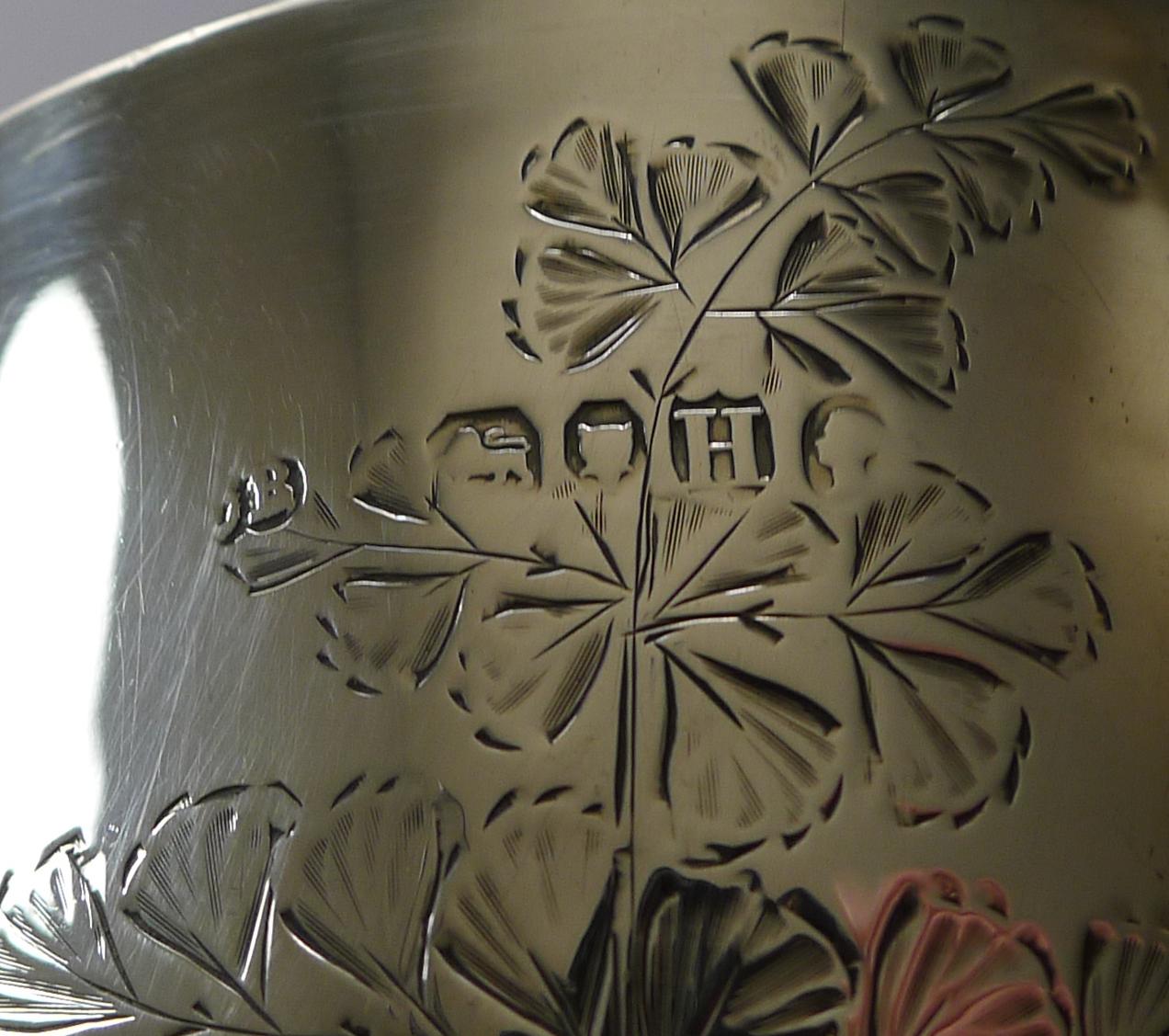 Fine Fern Engraved Sterling Silver Goblet, 1883 4