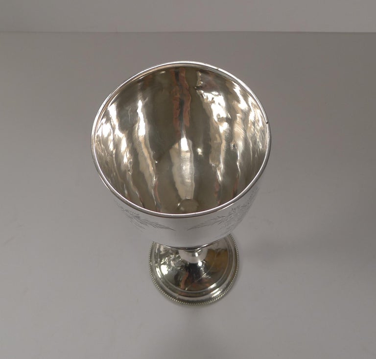 Late 19th Century Fine Fern Engraved Sterling Silver Goblet, 1883