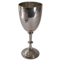 Feiner Farn gravierter Sterling Silber Pokal:: 1883