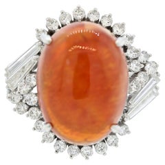 Fine Fire Opal Diamond Platinum Cocktail Ring