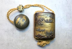 Fine Five-Case Japanese Edo Period Inro, with Shibayama Ojime and Netsuke