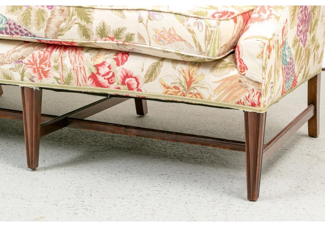 Fine Floral Custom Upholstered Camel Back Sofa In Good Condition For Sale In Bridgeport, CT