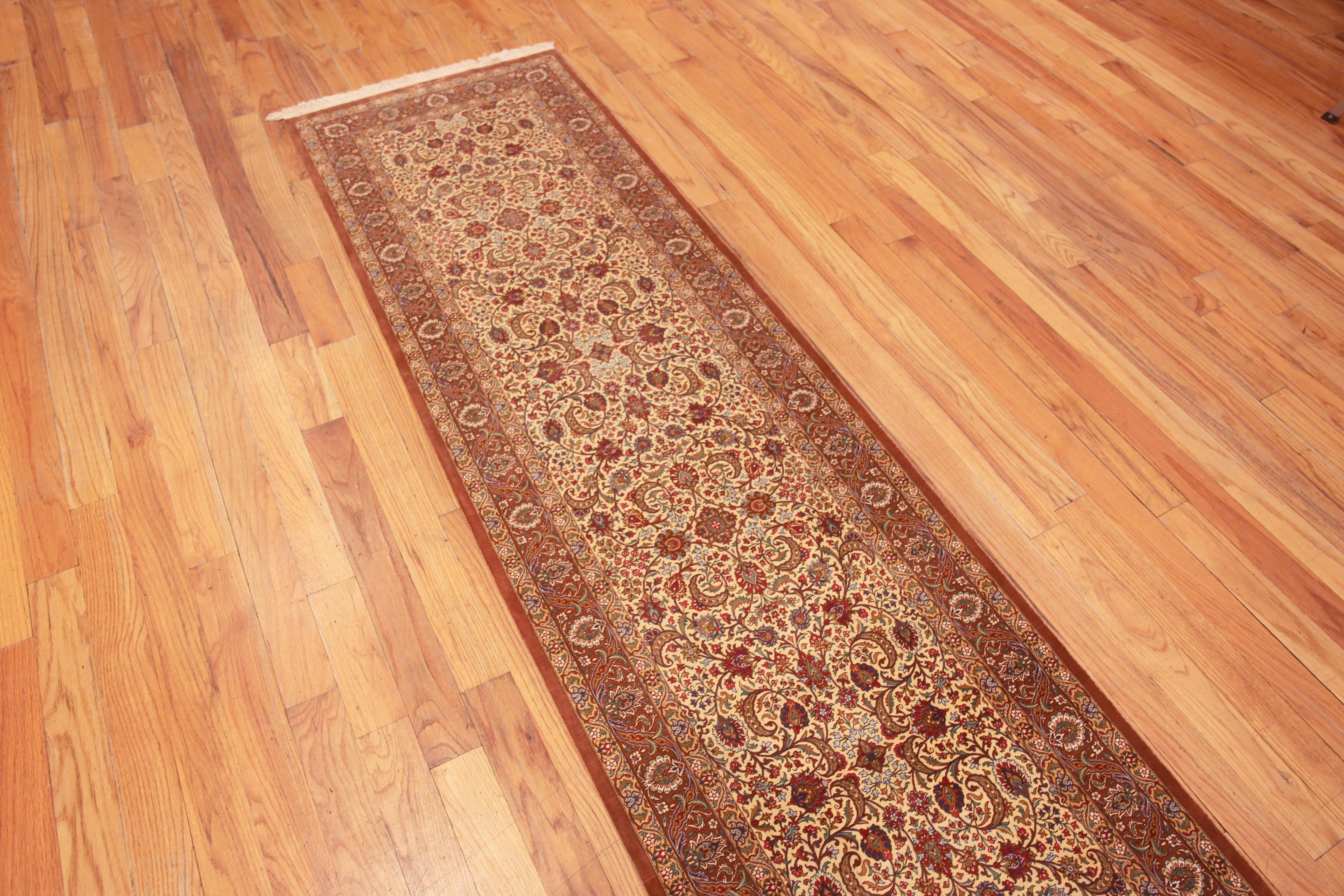 Fine Floral Design Vintage persischen Qum Seide Flur Läufer Teppich 2'7