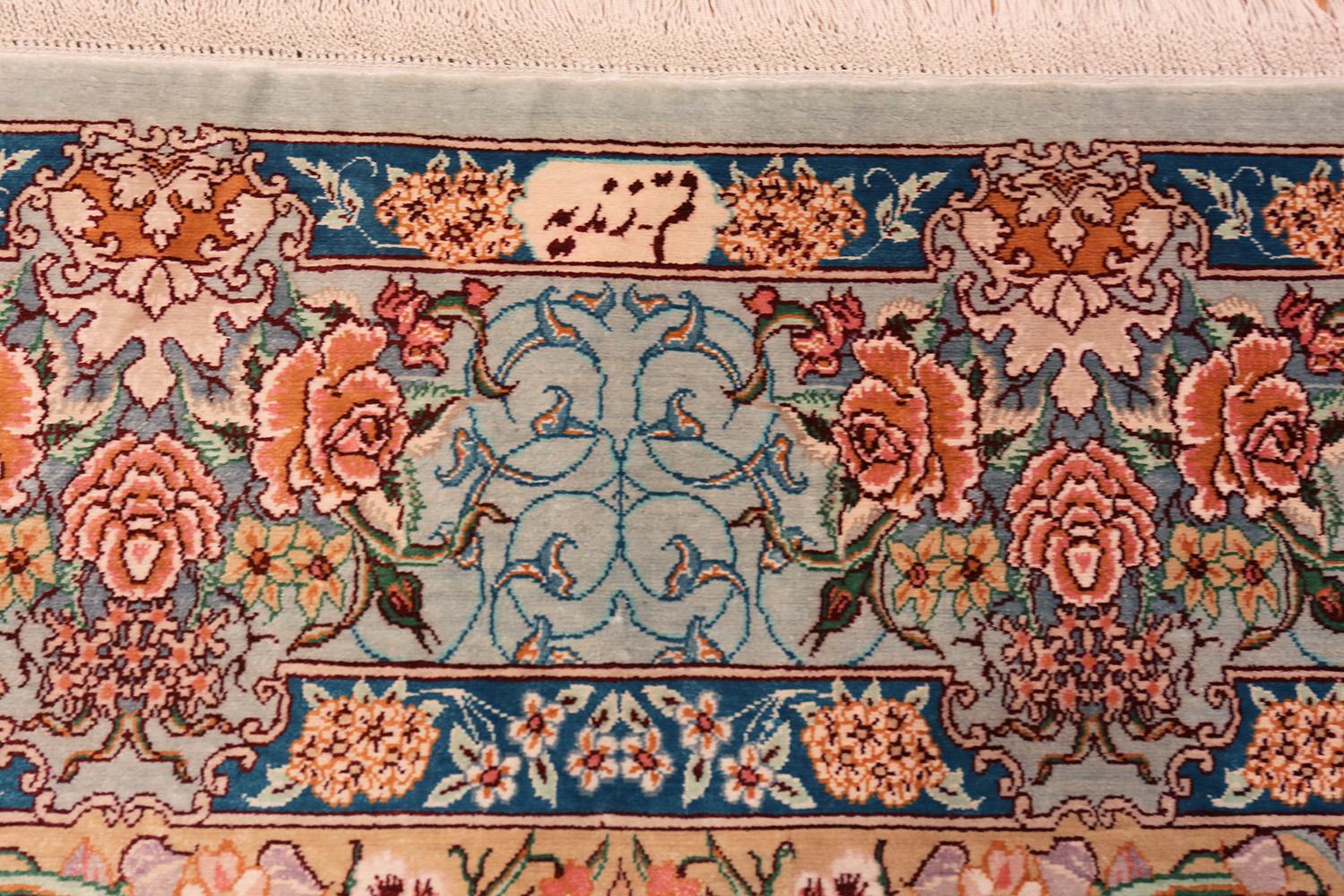 Tabriz Vintage Persian Silk Qum Rug. 3 ft 3 in x 5 ft 7 in For Sale