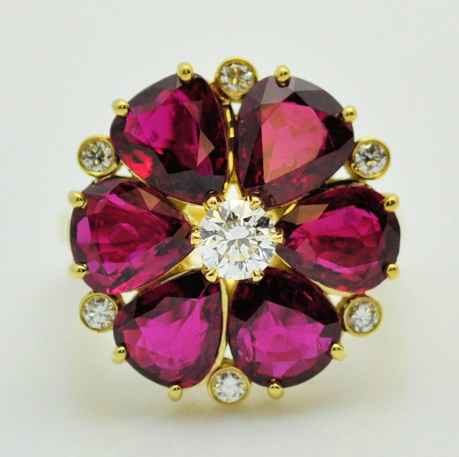 Fine Floral Ruby and Diamond Ring, 7.52 Carat in Rubies 2