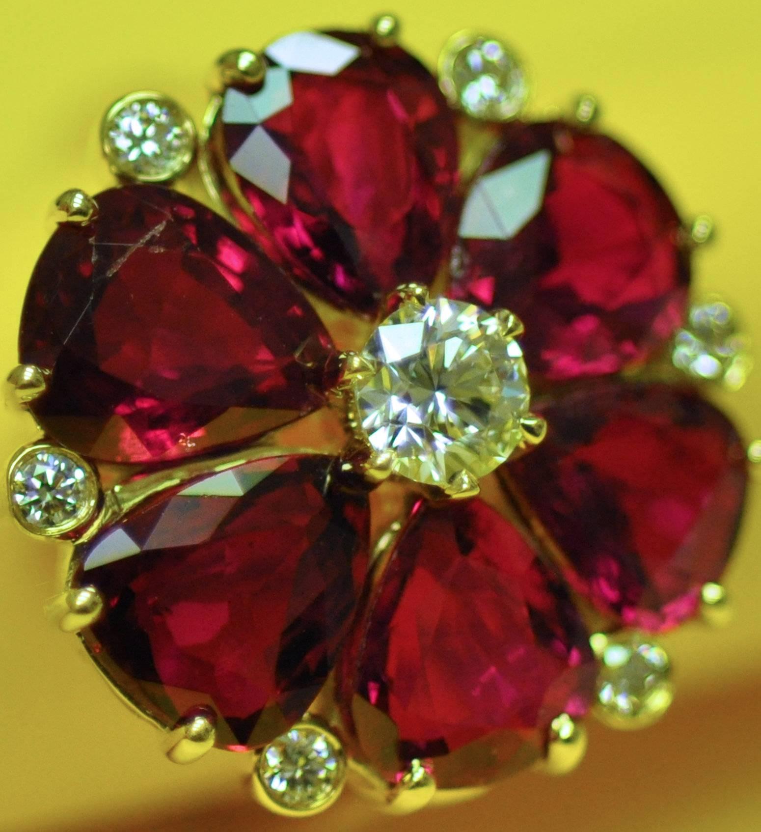 Fine Floral Ruby and Diamond Ring, 7.52 Carat in Rubies 5