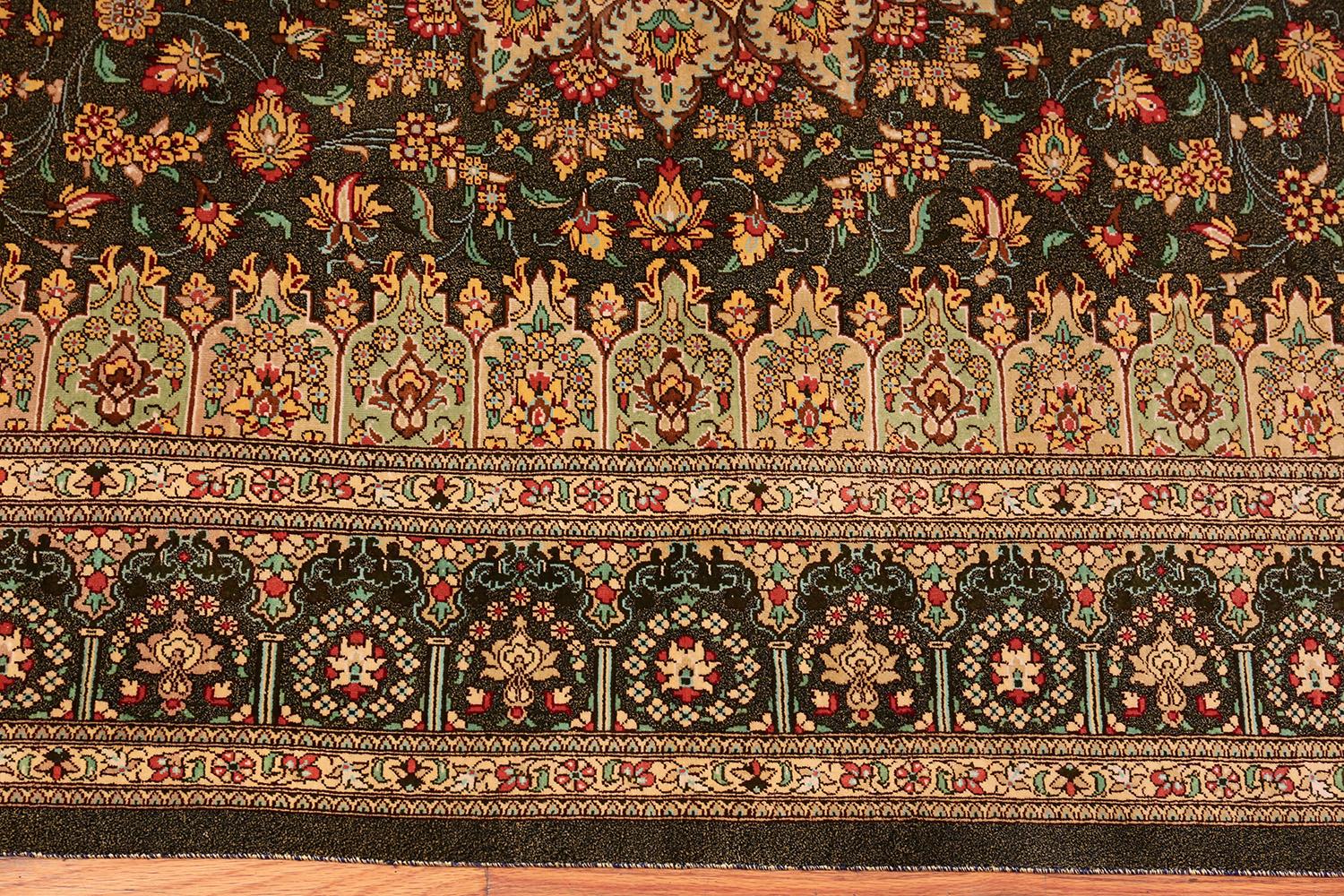 Fine Floral Silk Vintage Persian Qum Rug 4'4