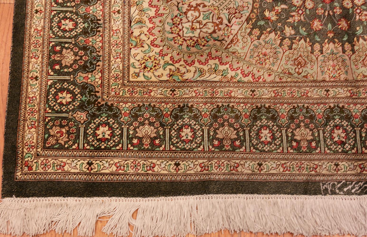 Silk Vintage Persian Qum Rug. 4 ft 4 in x 6 ft 6 in For Sale 3