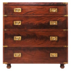 Fine Four Drawer Campaign Chest in Flamed Mahogany