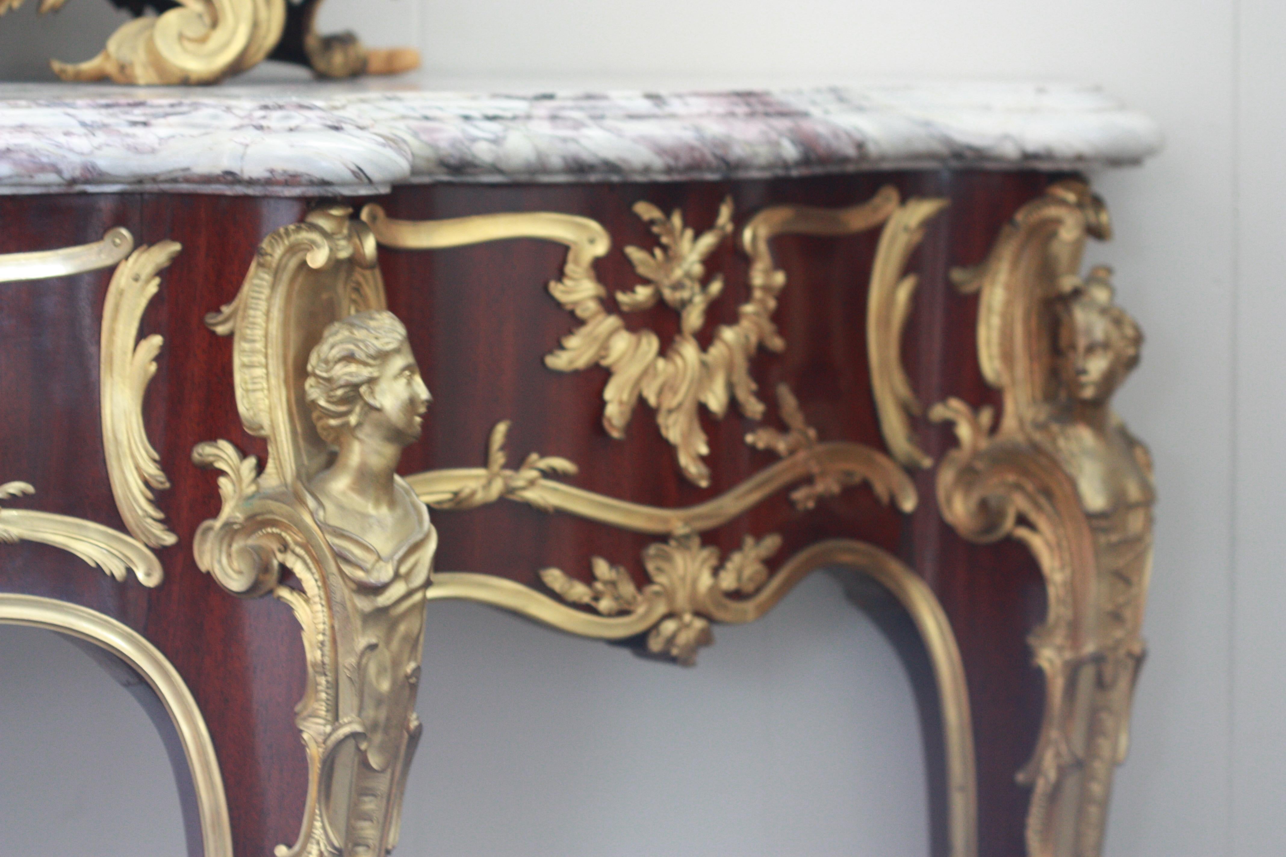 Table console en bois de violette montée en bronze doré Francois Linke en vente 4