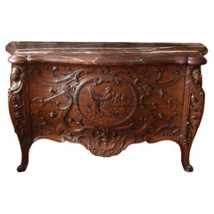 Fine And Rare French Carved Marble-Top Commode