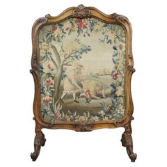 Fine French 18th Century Carved Walnut Tapestry Fire Screen