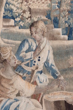 Fine French 18th Century Aubusson Tapestry Depicting Country Family