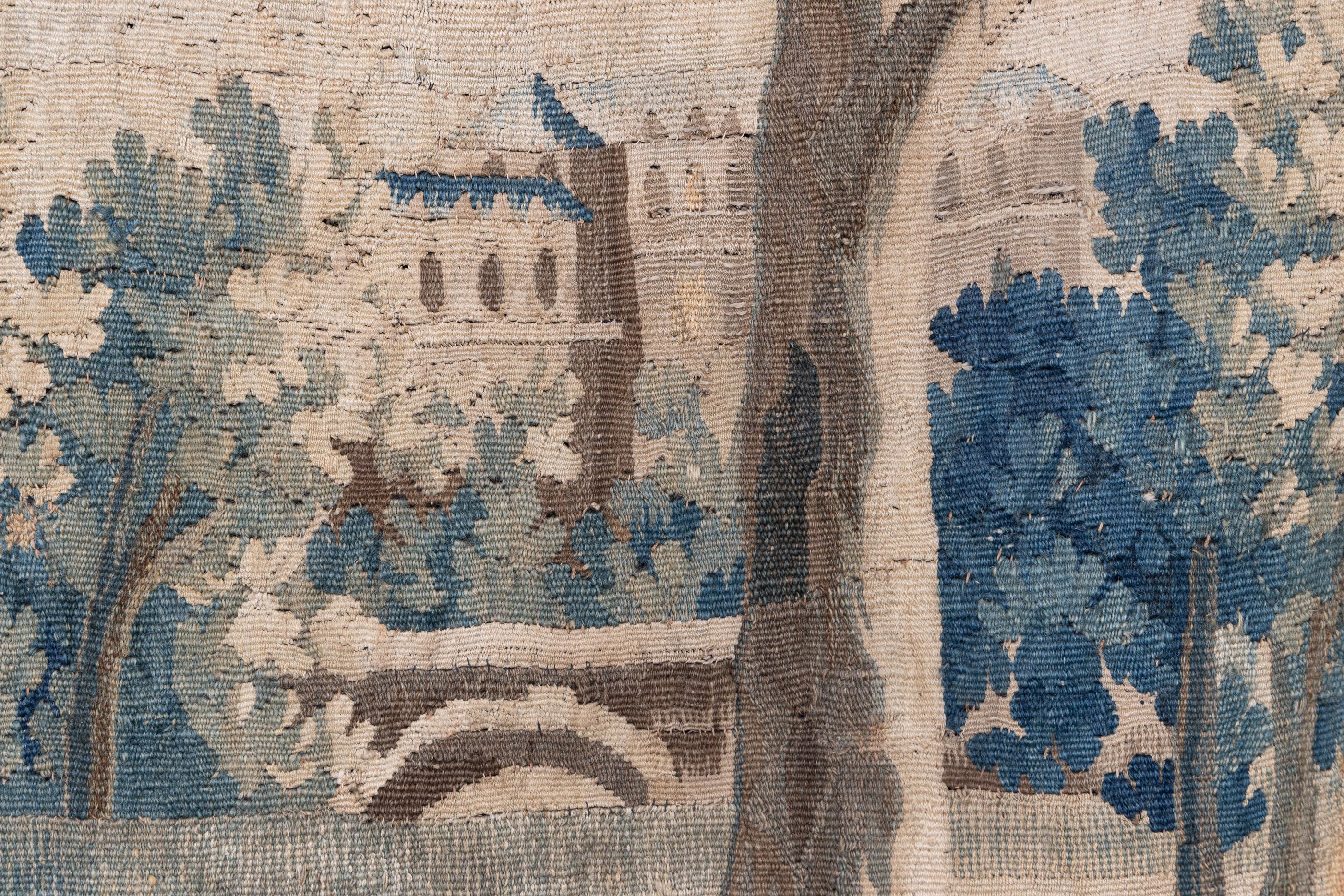 18th Century and Earlier Fine French 18th Century Aubusson Tapestry Depicting Country Family For Sale