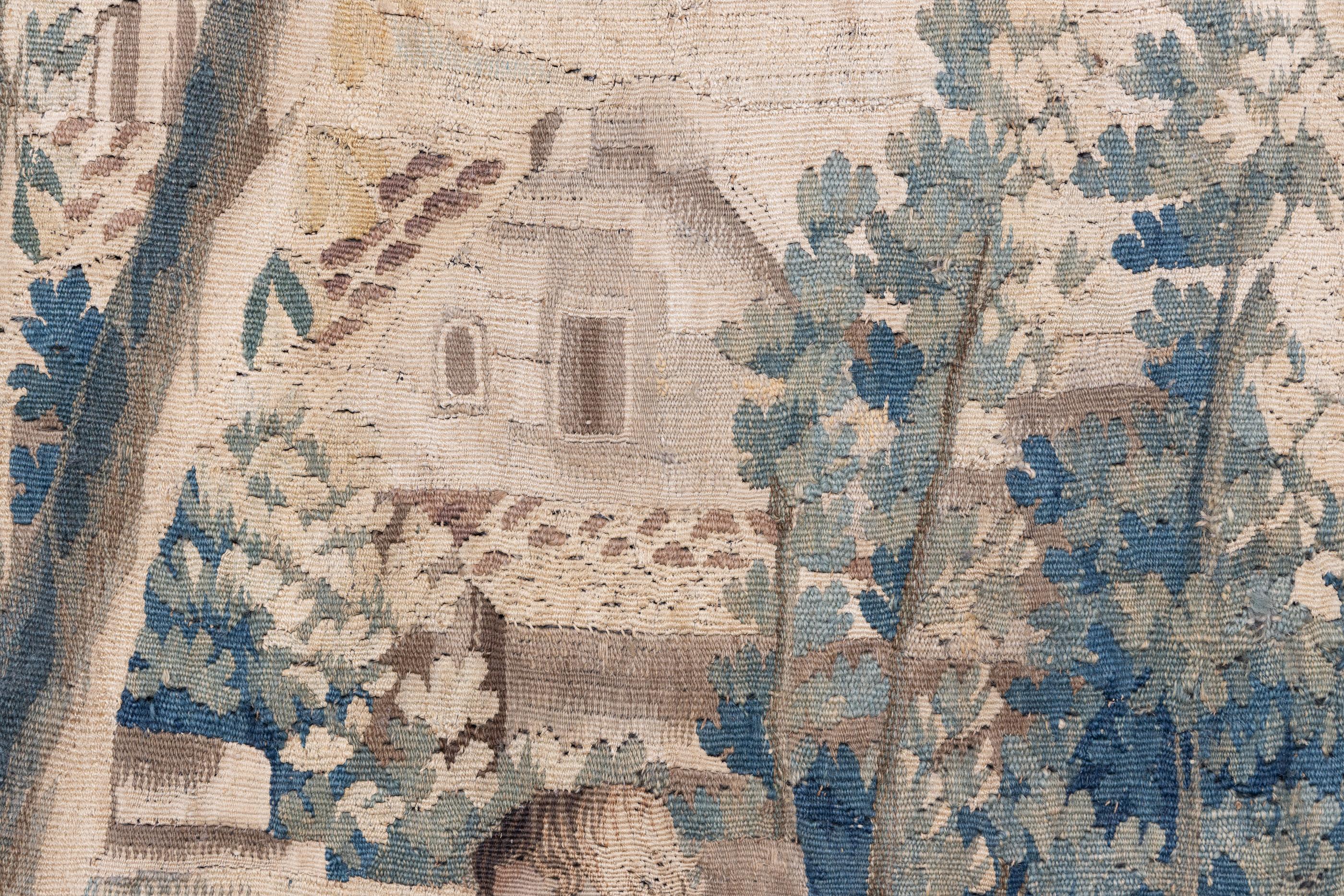 Fine French 18th Century Aubusson Tapestry Depicting Country Family For Sale 1