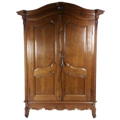 Antique Fine French 18th Century Carved Oak 2-Door Large Armoire