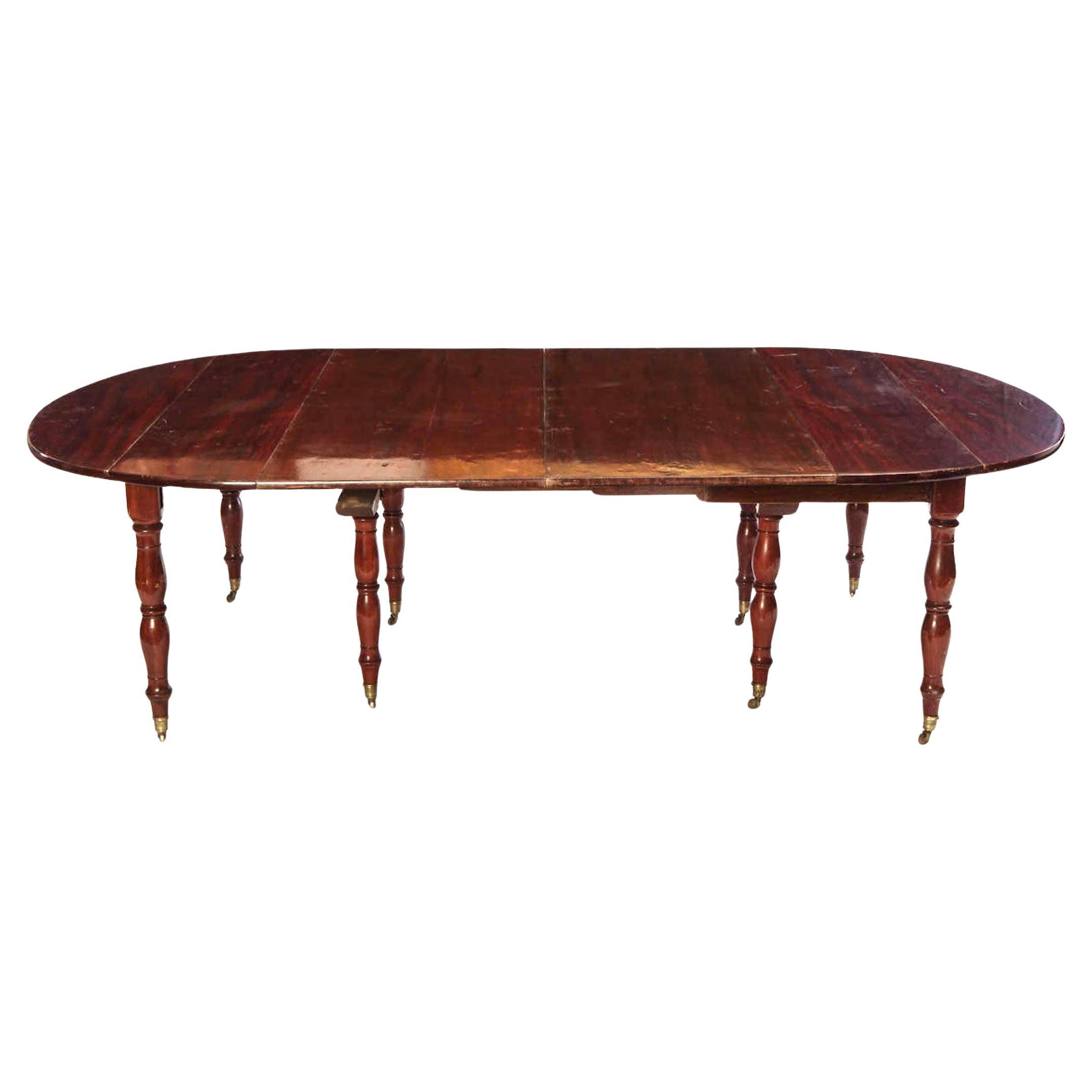 Fine French 18th Century Mahogany Extending Drop-Leaf Dining Table
