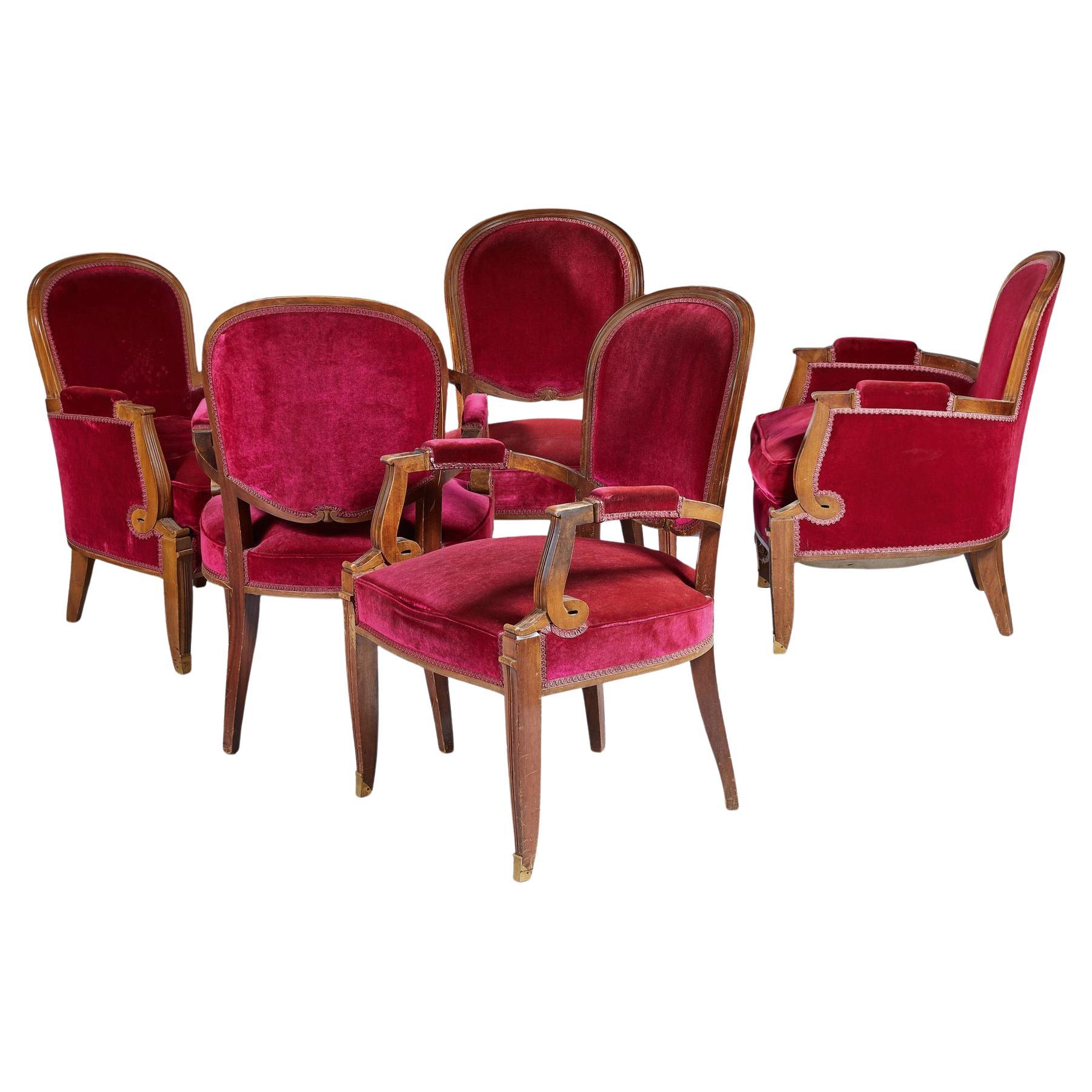 French Room Room 5 pièces des années 1930 par Jules Leleu en vente 11