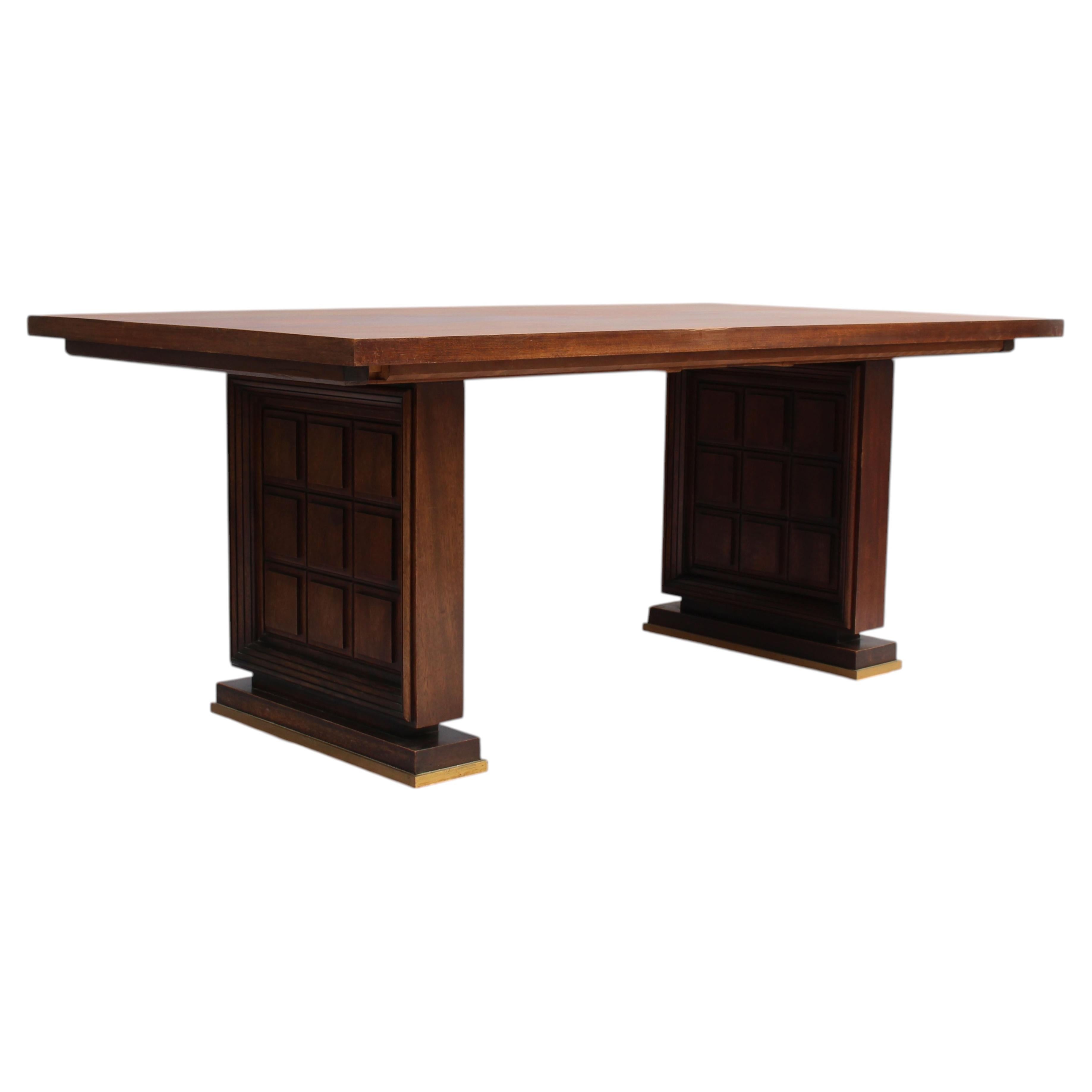 Fine French 1930s Mahogany Dining/Writing Table (8 matching chairs available) For Sale