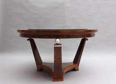 Gueridon francese degli anni '30 in palissandro con piano a specchio