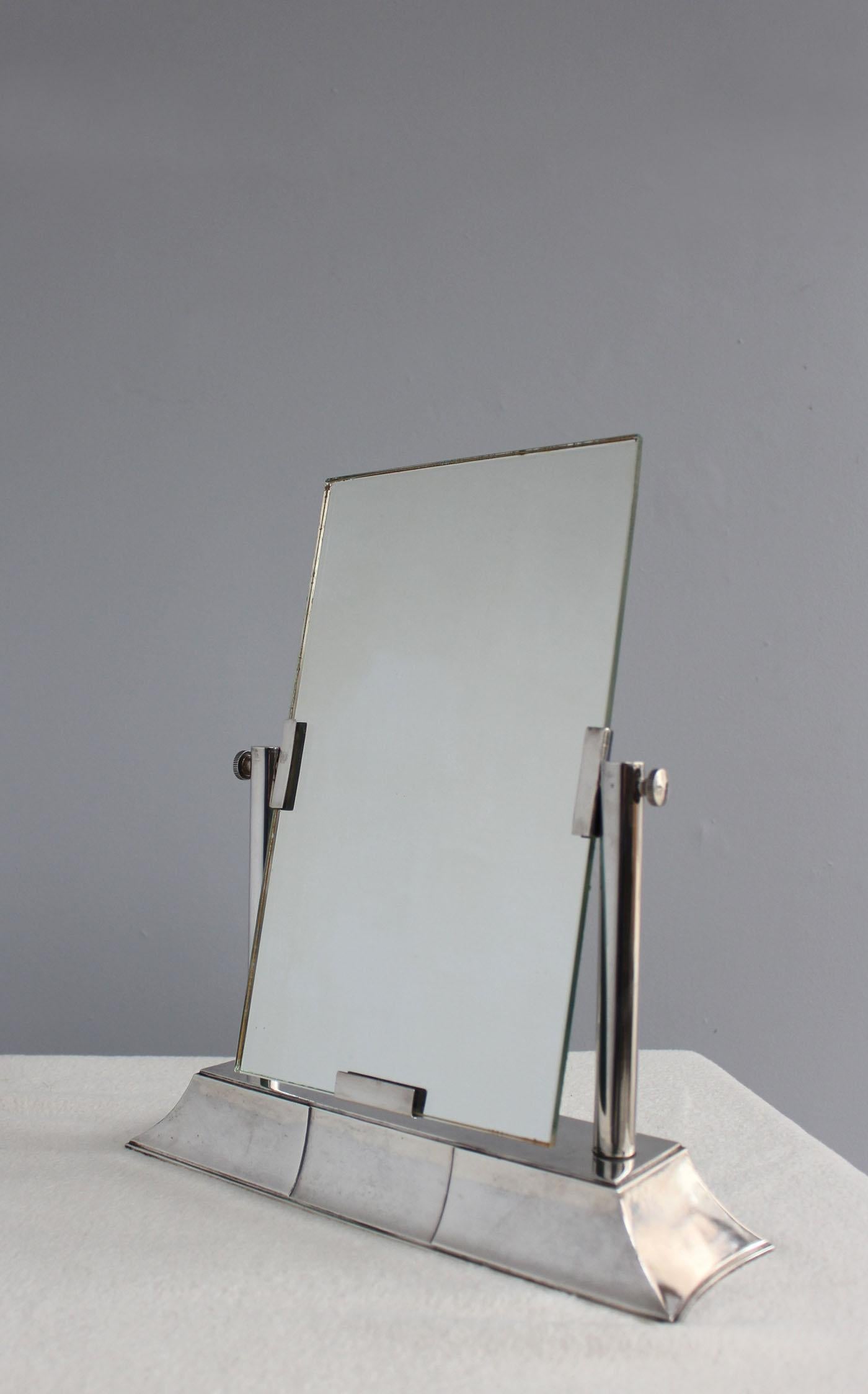 Fine French 1930s Silver-Plated Table Mirror by Luc Lanel for Christofle For Sale 11