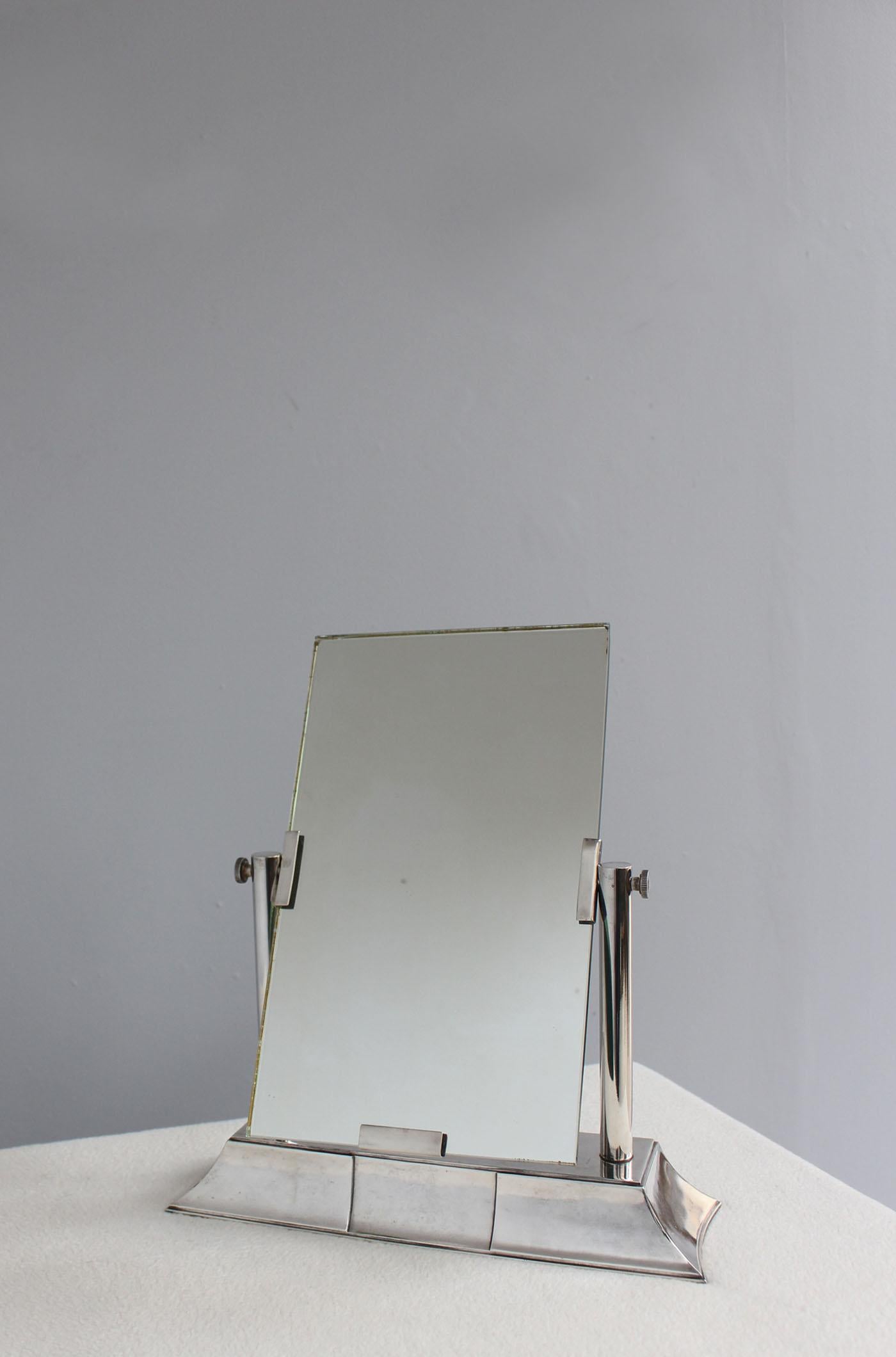Art Deco Fine French 1930s Silver-Plated Table Mirror by Luc Lanel for Christofle For Sale
