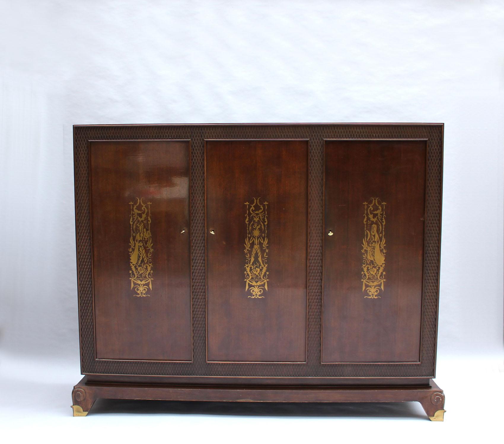 Fine French 1940s Desk and Cabinet by Jean Pascaud 'Marquetry by J.D Malcles' 5