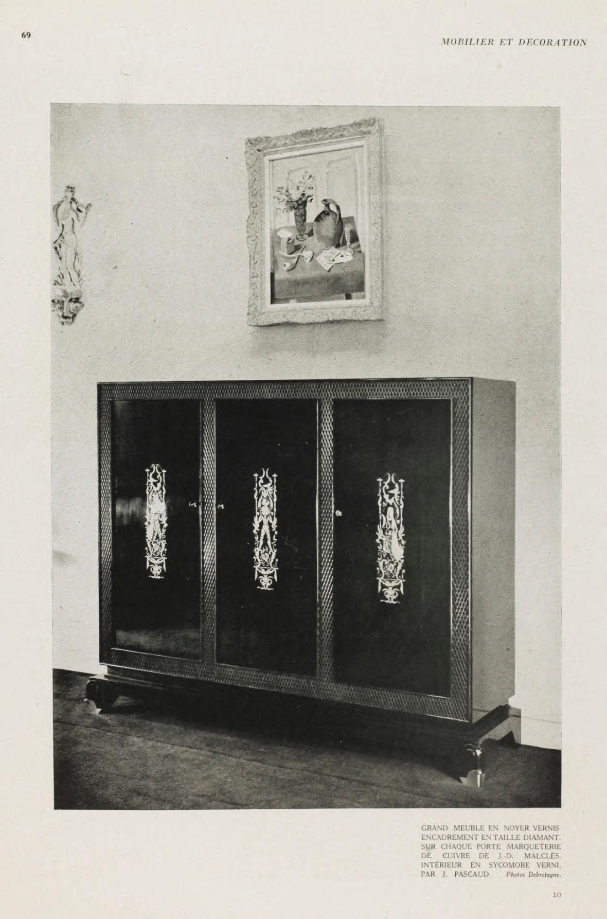 Französischer Schreibtisch und Schrank aus den 1940er Jahren von Jean Pascaud (Einlegearbeiten von J.D Malcles) 14