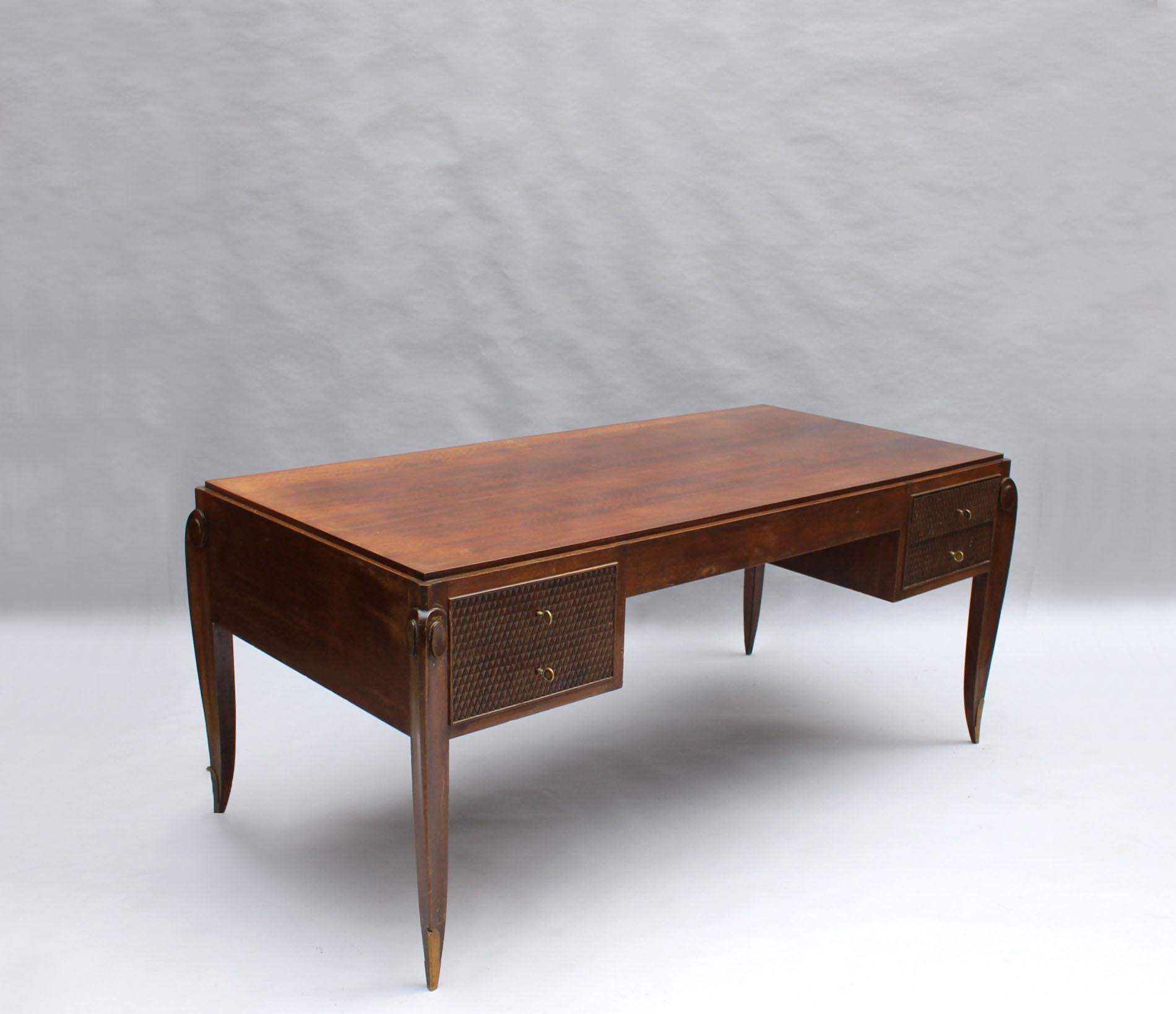 Art Deco Fine French 1940s Desk and Cabinet by Jean Pascaud 'Marquetry by J.D Malcles'