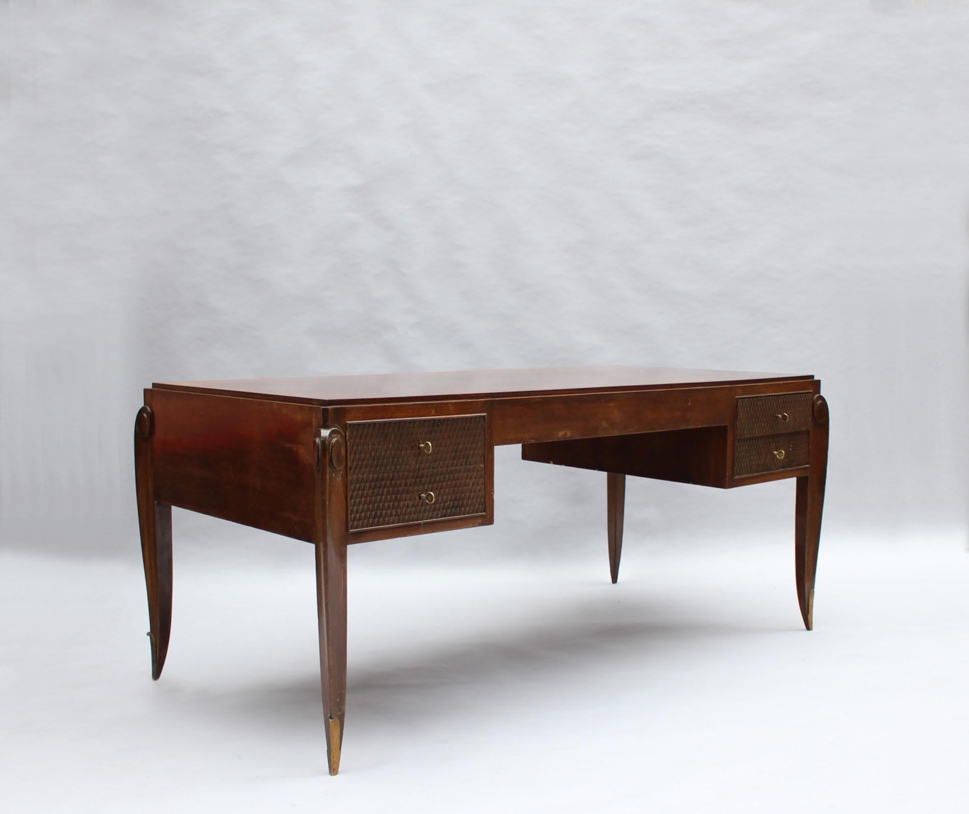 Fine French 1940s Desk and Cabinet by Jean Pascaud 'Marquetry by J.D Malcles' In Good Condition In Long Island City, NY