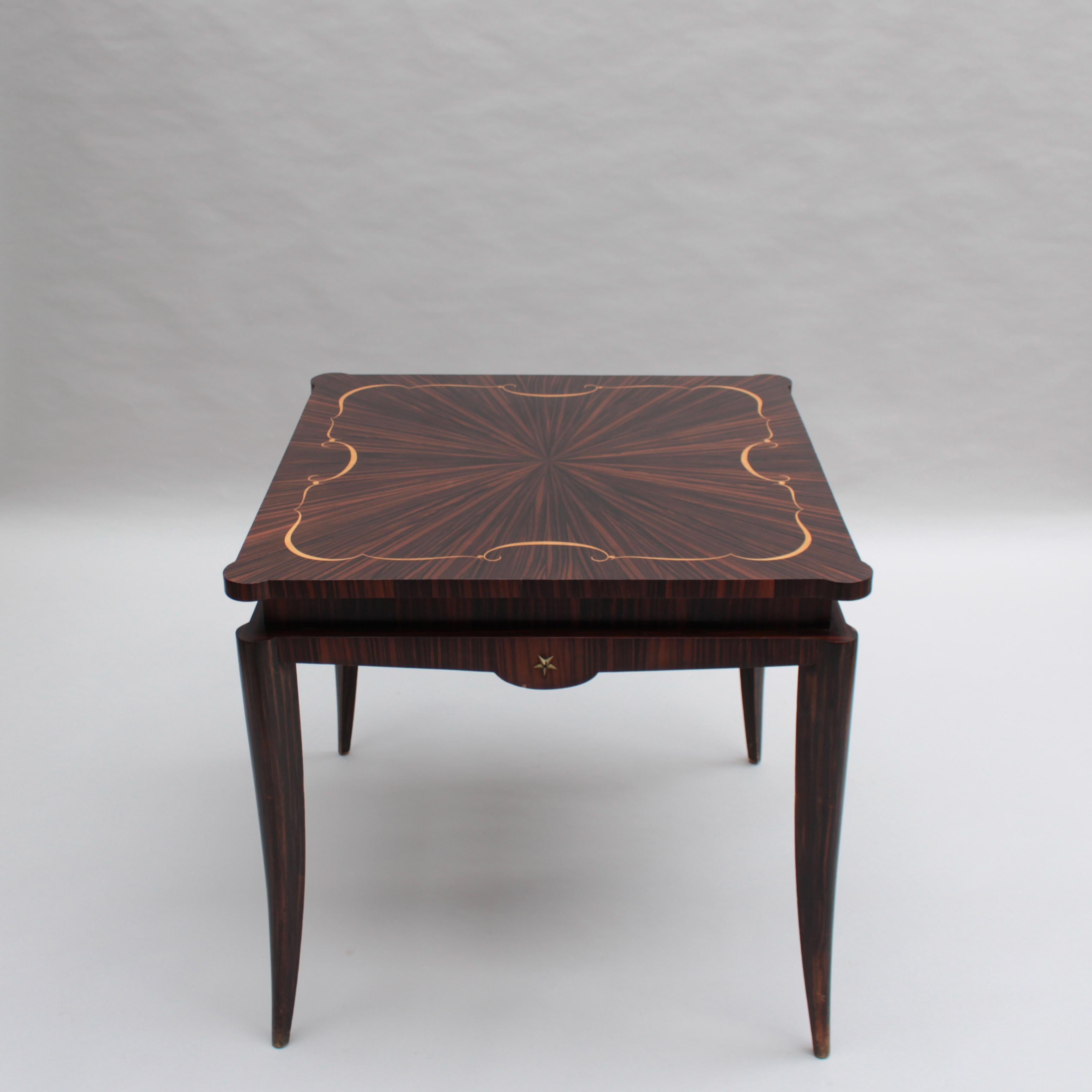 Art déco Table de jeu française des années 1940 en ébène de Macassar en vente