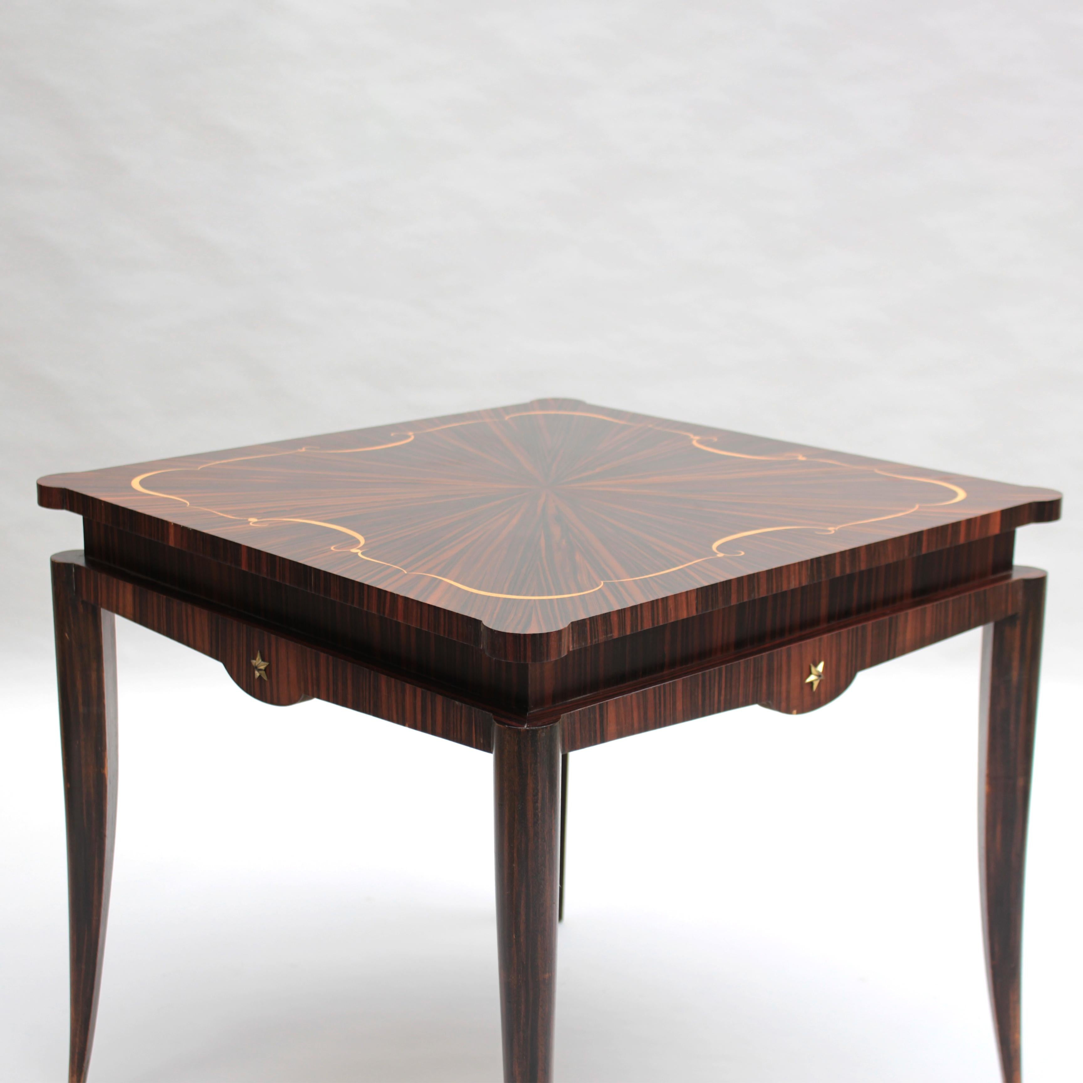 Table de jeu française des années 1940 en ébène de Macassar Bon état - En vente à Long Island City, NY
