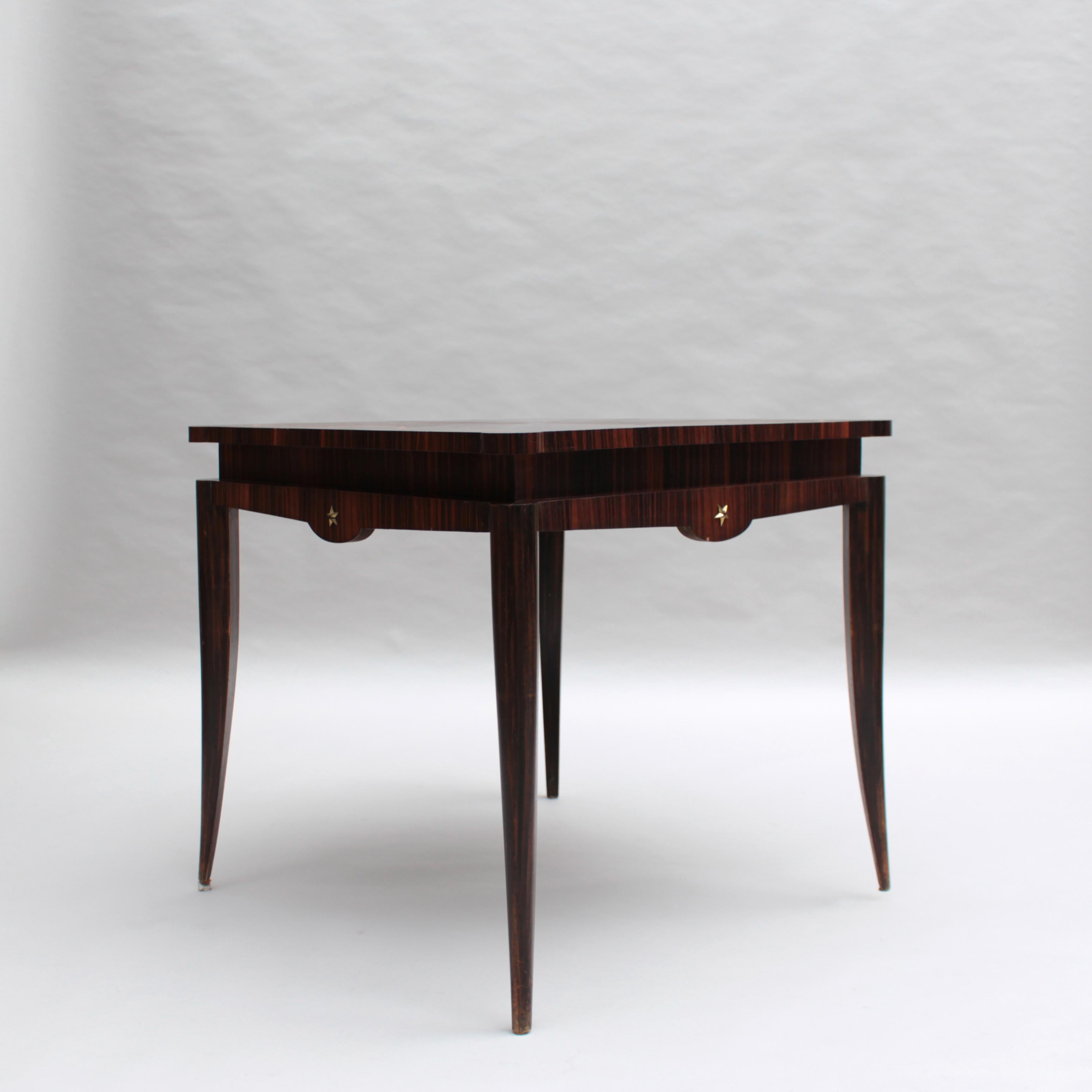 Milieu du XXe siècle Table de jeu française des années 1940 en ébène de Macassar en vente