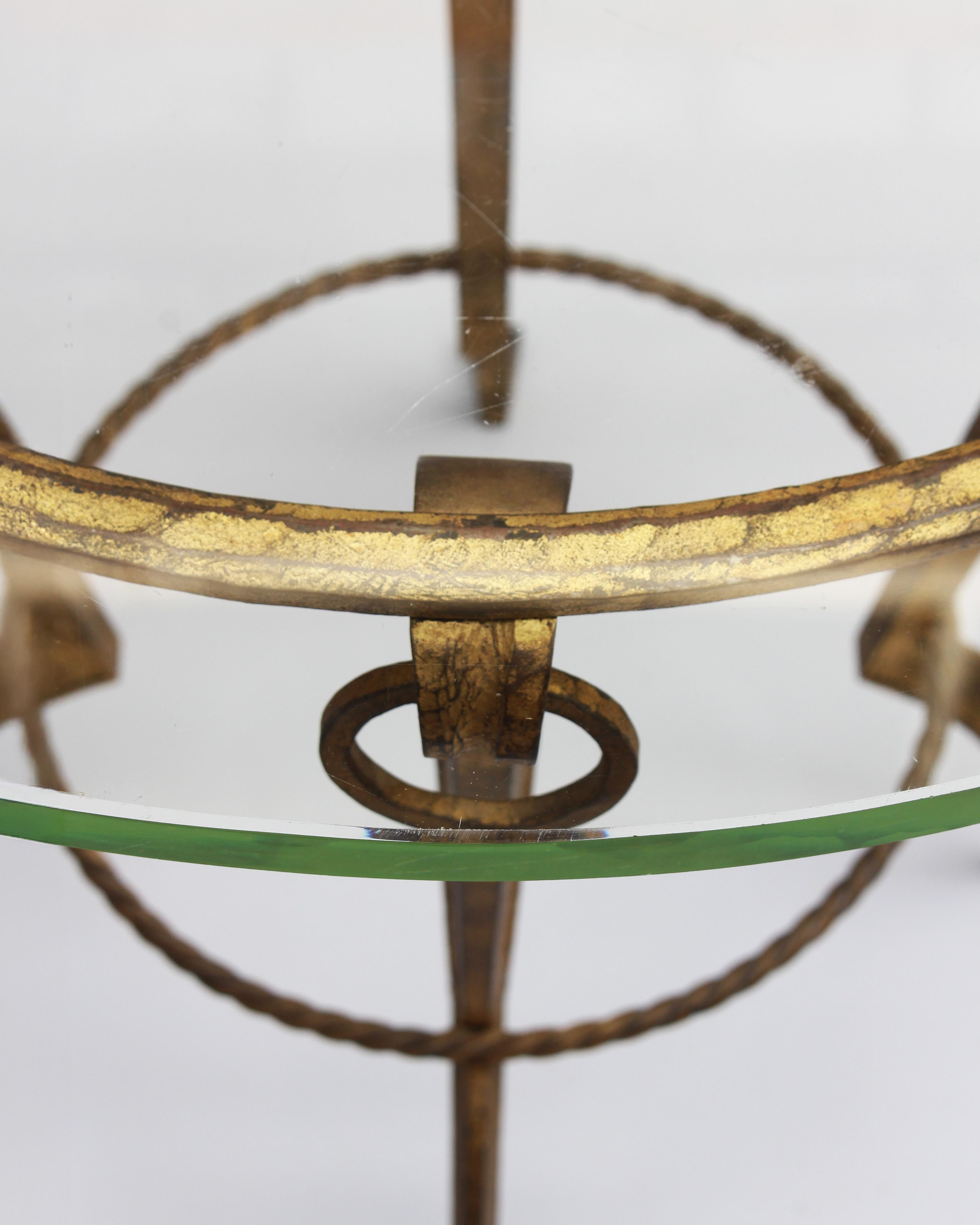 Glass Fine French 1940's Gueridon / Side Table by Maison Ramsay For Sale