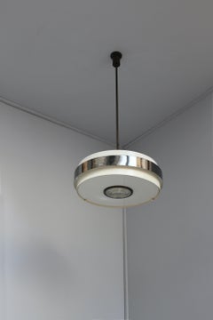 Fine French 1940s Metal and Glass Chandelier by Jean Perzel